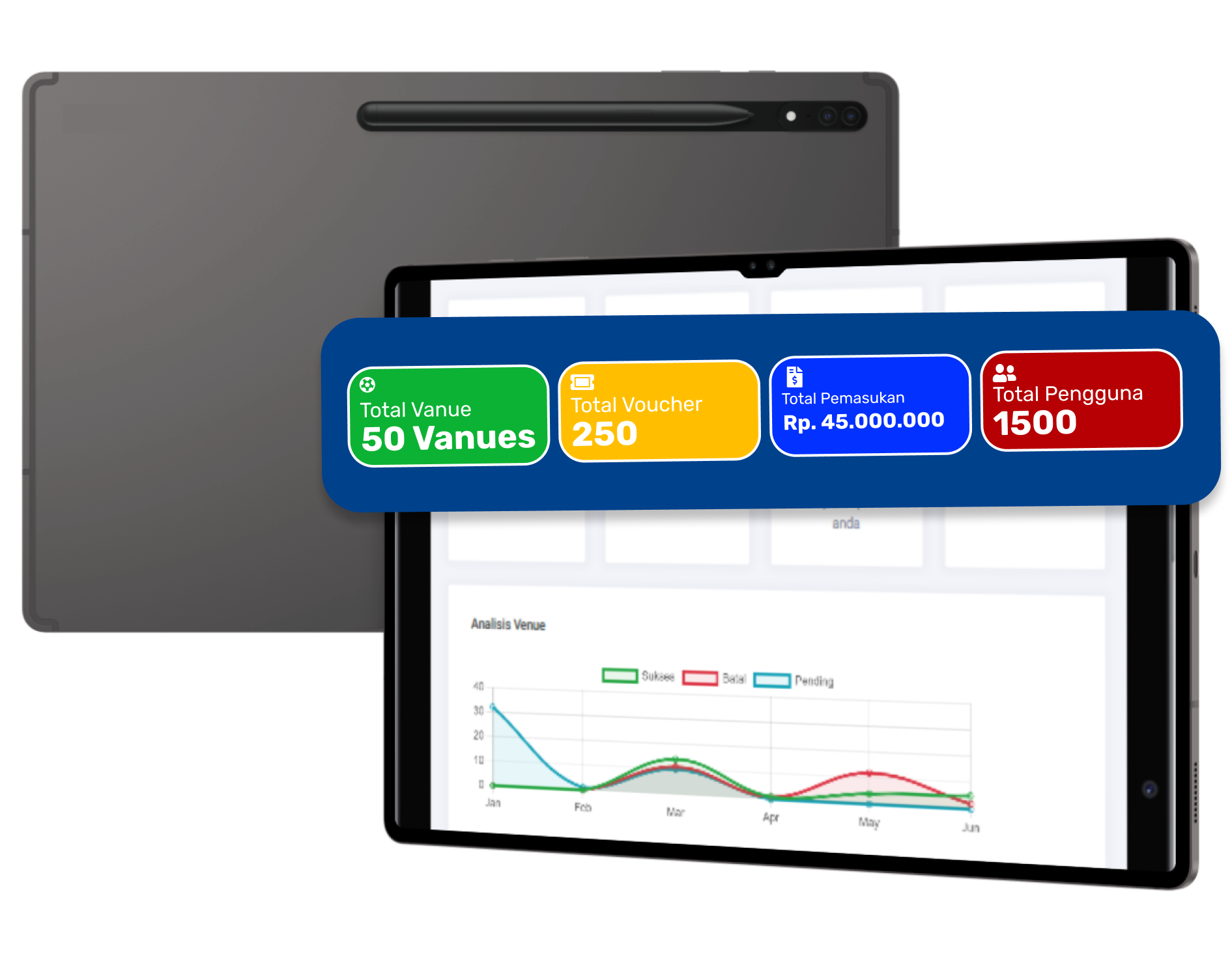 Venue management dashboard on a tablet